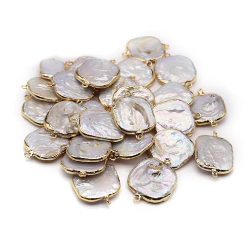LE SKY 10 Pcs Natural Pearl Connectors Multiple Shapes Cultured Freshwater Pearl Charms for Jewelry Making Gift Decoration - color: 28x21mm