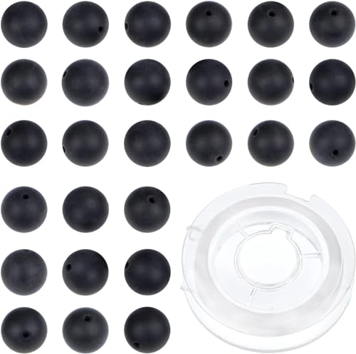 200pcs Natural Crystal Beads Stone Gemstone Round Energy Healing Loose Beads with Stretch Cord for Jewelry Making Bracelets Anklets (8mm 100pcs, Matte Black Onyx) - color: Matte Black Onyx, size: 8mm 100pcs
