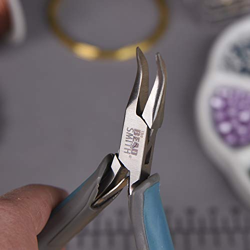 The Beadsmith Simply Modern Bent Chain Nose Pliers, 4.5 inches (114mm) with polished steel head, PVC grip handles and double-leaf springs, tool for jewelry making