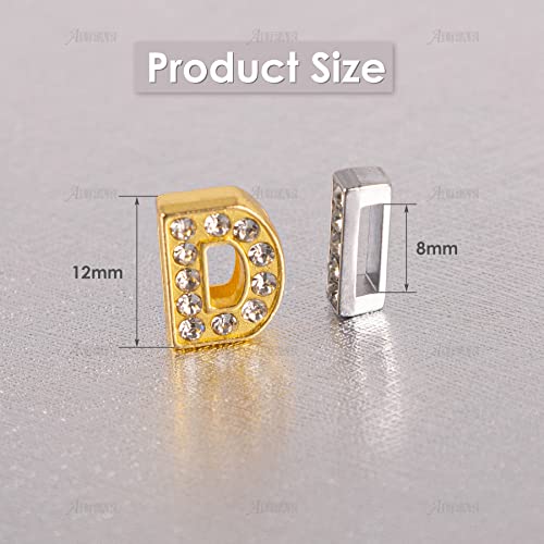 AUEAR, 104 Pack Silver Gold A-Z 8mm Full Rhinestone Slide Charms Crystal Alphabet Letter Alloy for Bracelets Necklace Wristbands DIY Jewelry Making - color: Silver & Gold, size: 104 Pack