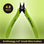 Smithology 4.8” Micro Flush Cutters 3PCS | Made from High Carbon Steel with Hidden Springback Design & Non-Slip Handles for Trimming Metal Wires, Zip Ties, Cables, Circuit Boards, & DIY Projects