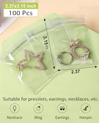Jewelry Pouches Clear Travel PVC Jewelry Organizer, 100Pcs for Earrings Rings Necklaces Organizer bags - color: 100Pcs Earrings Bag 2.37x3.15 in