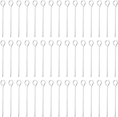 Shapenty 200PCS Mini Metal Wire Eyepins Beading Small Open Eye Head Pins Needles Bulk for DIY Craft Bead Earring Pendant Necklace Bracelet Jewelry Charm Finding Making (24mm/1Inch, Silver) - color: Silver, size: 24 mm