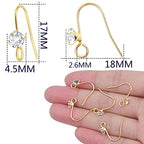 30pcs 14K Golden Diamond Earring Fish Hooks Hypo-allergenic French Rhinestone Ear Wire Connector for Women DIY Earrings Jewelry Making - color: Gold