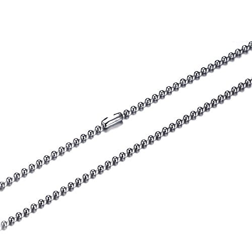 Titanium Stainless Steel Small Beads Ball Chain Necklace for Men Women 24-38 Inches Silver Black Gold - color: Silver, 6mm wide