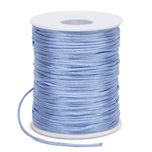 1.5mm Nylon Cord 328 Feet Satin Cord Nylon String for Bracelets, Bracelet Thread Bead String for Jewelry Making, Necklace, Chinese Knotting, Beading, DIY Crafts (Light Blue) - color: Light Blue, size: 1.5mm x 328 Feet