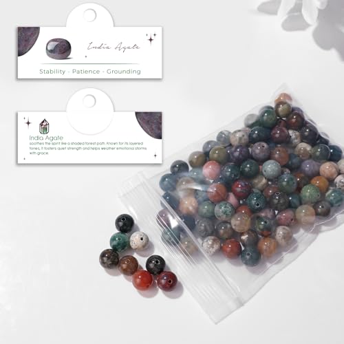 Raicegs 100pcs 8mm India Agate Beads Natural Gemstone Beads Round Loose Beads for Jewelry Making DIY Bracelets Necklace - color: India Agate, size: 8mm Round
