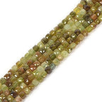 Natural Green Garnet Gemstone 4mm Faceted Cube Square Loose Beads 16 Inch for DIY Jewelry Making Beads - color: Green Garnet