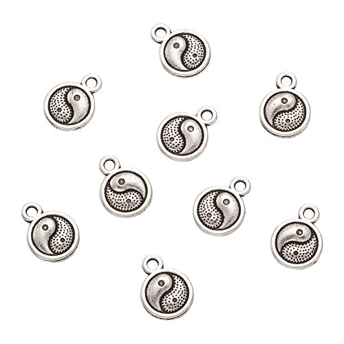 Craftdady Tibetan Style Antique Silver Alloy Pendants Cute Metal Dangle Charms Vintage Animal Pendants Hanging Charms for DIY Craft Earring Bracelet Necklace Jewelry Making Supplies - color: Antique Silver, Yin Yoga