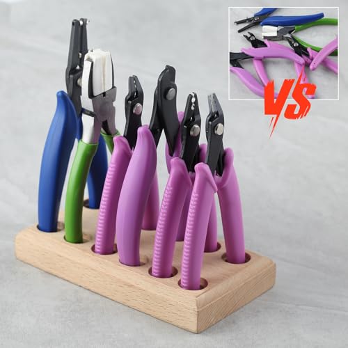 Wooden Plier Organizer Pliers Storage Rack with 12 Holes Plier Rack jewelry Tool Organizer Hardwood Pliers Holder 6 Plier Block Jewelry Making Tool - style: Rectangle