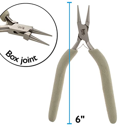 The Beadsmith Round Nose Pliers, 6.25 inches (159mm), Polished Steel Head with Elongated Handle & Double-leaf Spring - style: Round Nose
