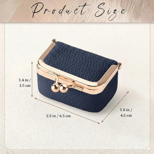 Zivyes Mini Jewelry Box Travel Small Coin Purse Organizer Case Genuine Leather Tiny Size (Blue) - color: Blue-Tiny