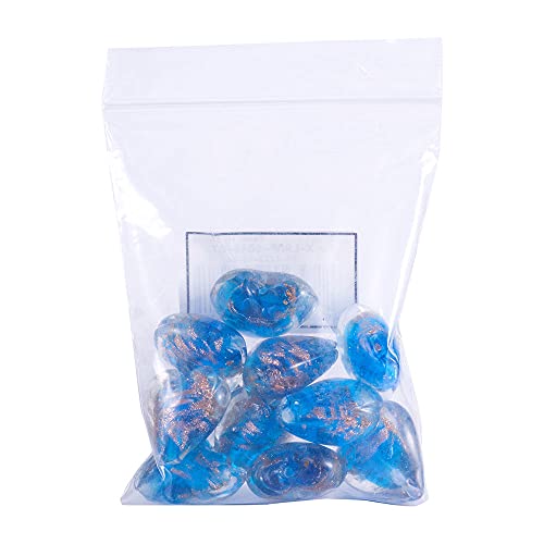 Cheriswelry 10pcs Blue Heart Handmade Goldsans Lampwork Glass Beads Crystal Love Heart Mini Loose Spacer Beads Charms 28x28mm 2mm Hole for DIY Earring Bracelet Necklace Jewelry Making - color: Heart-Blue