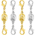 Magnetic Necklace Clasps and Closures-Magnetic Necklace Clasp Set, Double Locking Design, Gold and Silver (4pcs Gold Silver) - color: 4pcs gold silver