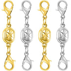 Magnetic Necklace Clasps and Closures-Magnetic Necklace Clasp Set, Double Locking Design, Gold and Silver (4pcs Gold Silver) - color: 4pcs gold silver