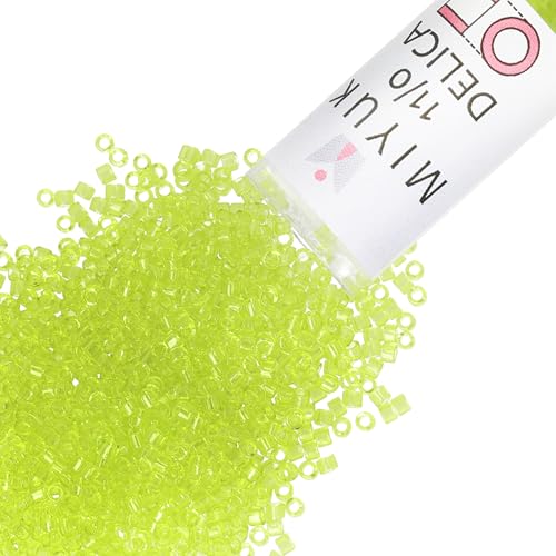 Miyuki Delica Seed Beads – Size 11/0 (1.6 mm), DB0712, Transparent Chartreuse, 7.2 g, Approx. 1440 Beads, Made in Japan - color: DB0712 - Transparent Chartreuse