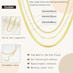 Gold Layered Necklaces for Women, 14K Gold Plated Dainty Gold Chain Choker Necklace Stack, Herringbone Gold Necklaces Set - color: gold-3-snake