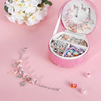 Emibele Girls Charm Beads Bracelet Making Kit with Portable Jewelry Box, Jewelry Making Kit for Kids Age 5 6 7 8-12, DIY Arts Crafts Toys for Teens Girls Gift Choices on Birthday Valentines Christmas - color: A-Pink