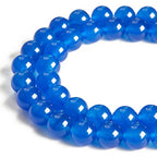 35pcs 10mm Blue Chalcedony Beads Natural Gemstone Beads Round Loose Beads for Jewelry Making - color: Blue Chalcedony, size: 10mm
