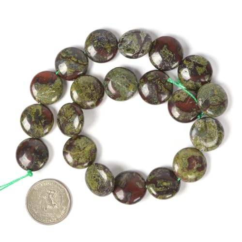 Natural Dragon Blood Jasper 20mm Coin Disc Loose Beads 16 Inch for DIY Jewelry Making Beads - color: Dragon Blood Jasper