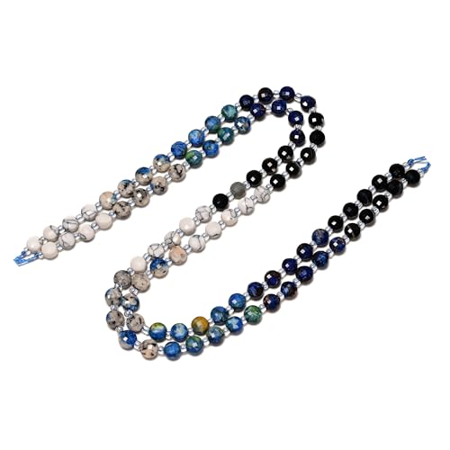 03-Gradient 6mm Multi-Color Gemstone, 6mm Blue Ice Nakaurite Agate Faceted Coin Beads, 15.5" Strand Spacer Loose Beads for Jewelry Making Craft DIY Finding Necklace Bracelet