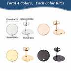 SUNNYCLUE 1 Box 32Pcs 4 Colors Flat Round Earring Posts Stainless Steel Earring Post Ear Stud with Loop Blank Metal Earring Studs Ear Nuts for Earrings Jewelry Making DIY Women Adults Crafts Suppies - color: 16 Pairs Round Mixed Color Stud Earring Finding