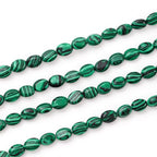6×8mm Natural Malachite Gemstone Loose Beads Flat Oval Healing Crystal Loose Stone Beads for Jewelry Necklace Bracelet Earring Craft - color: Malachite