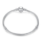 RUBYCA 5pcs 6.3" White Silver Plated Clasp European Snake Chain Charm Bracelet fit Charm Beads DIY - color: White Silver, size: 16 CM