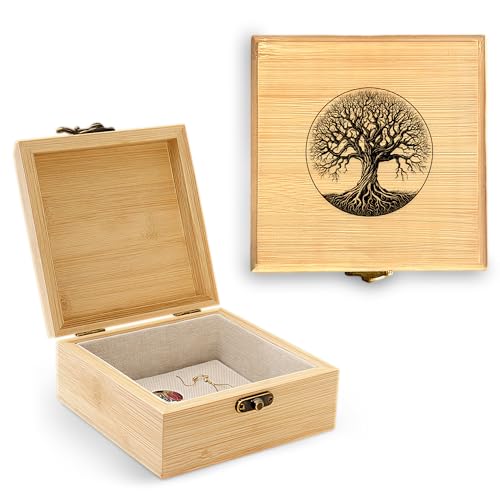 Tree of Life Trinket Keepsake Decorative Jewelry Box, Gifts For Women, Tree hemed Decor Decorations, Home Room Ring Earrings Necklace Organizer Holder Vintage Wooden Box! - color: Tree