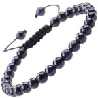MASSIVE BEADS Natural Healing Power Gemstone Crystal Beads Unisex Adjustable Macrame Bracelets - color: Blue Sand, size: 6mm
