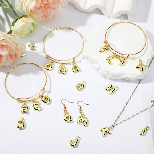 SANNIX 26Pcs Letter Charms, Initial Letter Charm for Jewelry Making, Gold A-Z Alphabet Letter Charm Pendants for Bracelet Necklace Earrings Crafts Making - style: 3D Letter