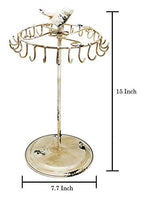 Rustic White Bird Rotating Necklace Holder Bracelet Stand/Jewelry Organizer/Jewelry Tree - color: Rustic White