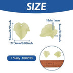 Crafans 100Pcs Frosted Acrylic Leaf Charms 24x22.5x3mm Transparent Plant Pendants Clear Autumn Maple Leaves Beads Charms for Jewelry Making (Lime Green) - color: Lime Green