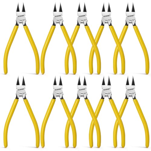 BOOSDEN 10 Pack Flush Cutters, Wire Cutters, 6'' Flush Cut Pliers | Spring Loaded Side Cutting Dikes, Heavy Duty Diagonal Cutters Bulk Set for Plastics,Floral, Crafting, Zip Ties, Electrical and DIY - color: 6''-10 Pack