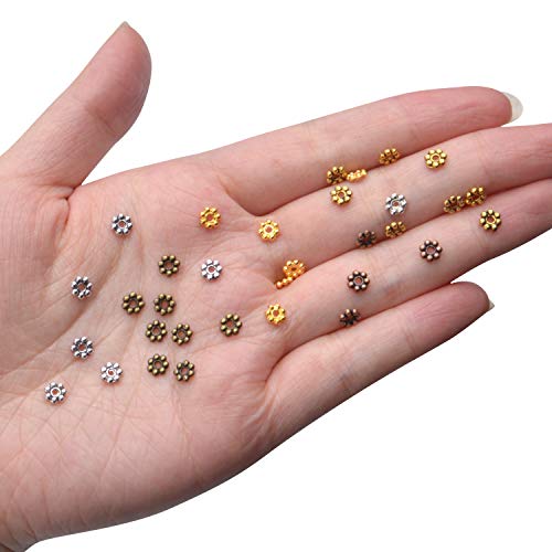 BronaGrand 500pcs Metal Daisy Spacer Beads 5mm for DIY Jewelry Making (5 Colors) - color: 5 Colors