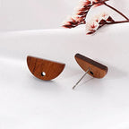DoreenBeads 30Pcs Natural Wooden Stud Earrings Posts with Loop for Jewelry Making- Small Semicircle Wood Earring Posts with Ear Backs for Women DIY Earring Making Personalized Jewelry Findings - color: Small Semicircle