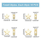 PH PandaHall 64pcs 14K Gold Star Beads, 4 Sizes Brass Star Spacer Beads Long Lasting Loose Beads for Necklace, Bracelet, Earring Jewelry DIY Craft Valentine, Mothers Day, Thanksgiving