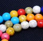 Perlin Turquoise Gemstone Strand Beads 8 mm Stone Mixed Colour Set Ball Bead Strand Bead Necklace Gemstone Beads with Hole for Threading Jewellery Chain Bracelet