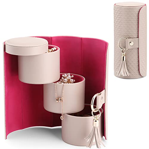 VLANDO Viaggio Mothers Day Gifts Her - Small Jewelry Case Box - Travel Essential Accessories for Women, Travelers, Couples, Mom, Friends, Bridesmaid - color: A. Grey&Red
