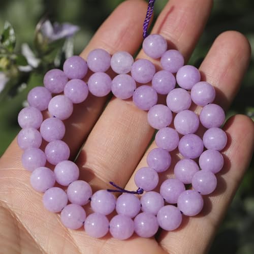 Natural Stone Beads 8mm Polished Round Smooth Gemstone Beads for Jewelry Making Supplies 15 Inch(45 Beads) (Lavender Purple) - color: lavender purple-45pcs