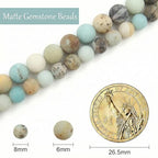 Stone Beads, 60pcs Matte Amazonite, 6mm Round Loose Beads for Jewelry Making, Bracelets, with Bag, String & Card - color: Matte Amazonite Beads, size: 6mm