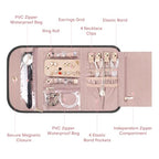 Travel Jewelry Organizer Box, Foldable Travel Case for Earrings, Necklaces, Rings, Bracelets, Black - color: Black-Tri-fold Style