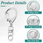 25 Pack Lobster Claw Clasps Keychain Kit, Silver Keychain Clip with Swivel Snap Hooks, Bulk Key Chain Clasps for Crafts DIY Making - color: A-Silver