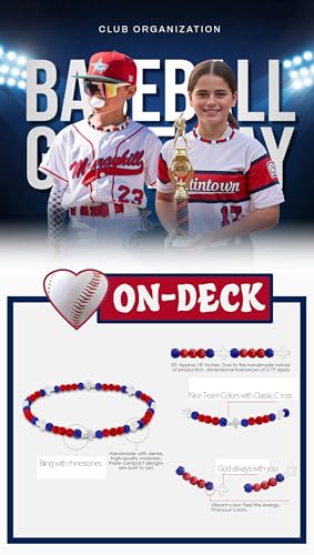 Beaded Baseball Necklace | Adjustable Sports Rope Chain with Baseball Cross Charm - Great Baseball Drip Gift for Players and Fans - color: Purplish Red-White-Blk