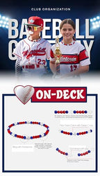 Beaded Baseball Necklace | Adjustable Sports Rope Chain with Baseball Cross Charm - Great Baseball Drip Gift for Players and Fans - color: Royal-White-Blk