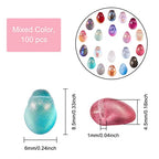 UR URLIFEHALL 100 Pcs Mixed Color Transparent Spray Painted Glass Oval Charms for Earring Bracelet Necklace Jewelry DIY Craft Making - color: 100pcs-8.5x6x4.5mm-mixed color oval glass charms
