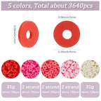 SUNNYCLUE 1 Box 3600pcs 6mm Valentine's Day Pink Clay Beads Clay Heishi Beads White Red Pink Round Polymer Disc Slice Heishi Loose Spacer Bead for Jewelry Making Supplies Bracelets Necklaces Women - style: Style 2