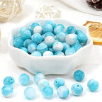 60pcs 6mm Natural Blue White Persian Jade Gemstone Beads Energy Healing Crystal Round Loose Stone Beads for Jewelry Making, DIY Bracelets Necklaces - color: Blue White Persian Jade, size: 6mm