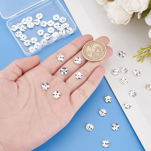 PH PandaHall 50pcs 8mm Flat Round Spacer Beads, Silver Brass Wavy Disc Beads Jewelry Findings Loose Beads for DIY Bracelets Necklaces Earrings Jewelry Making Craft Making - color: Silver