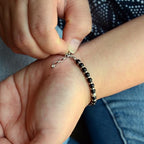 Ganbatte Handmade Beaded Bracelet, Natural Stone and Silver Stainless Steel, Boho Style Women's Jewelry - color: Black Onyx